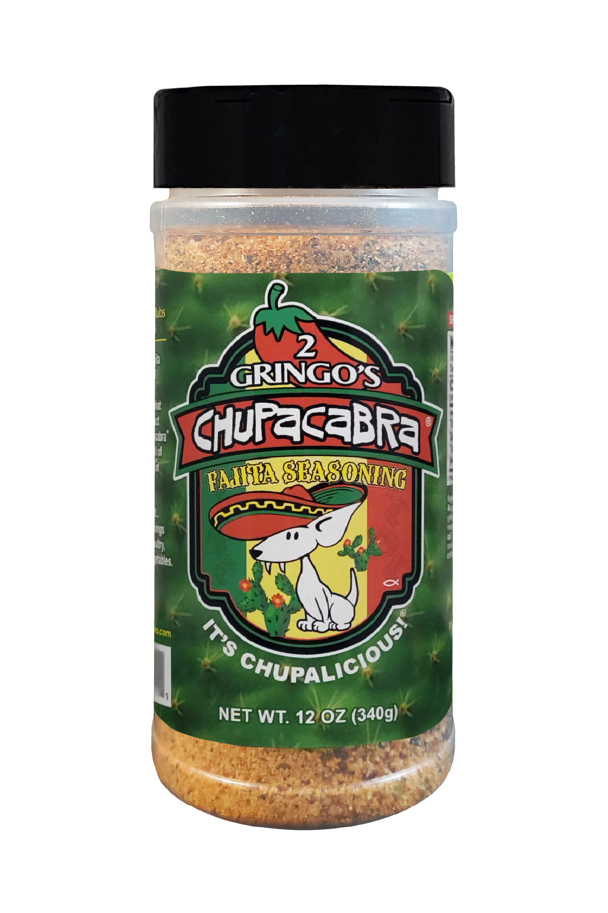 isolated bottle of 12 oz of fajita seasoning
