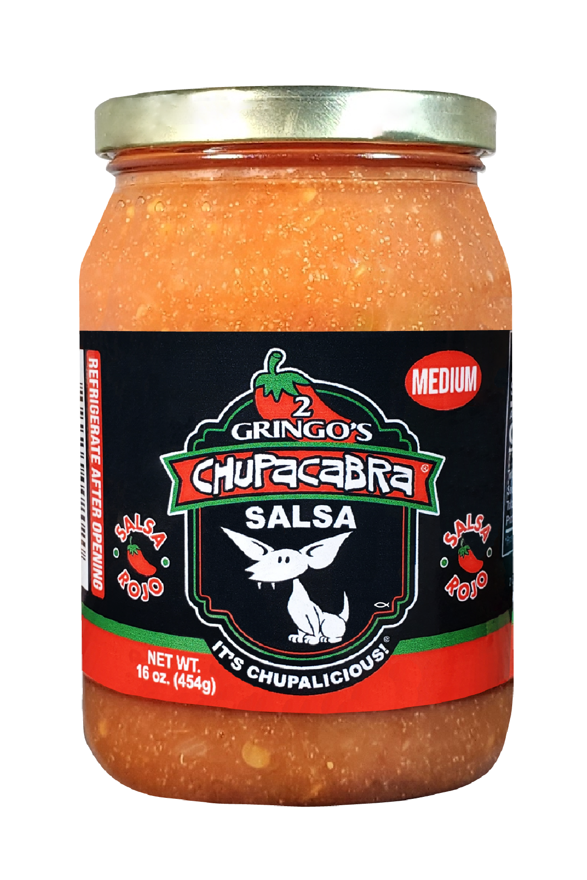 isolated 16 oz jar of medium salsa