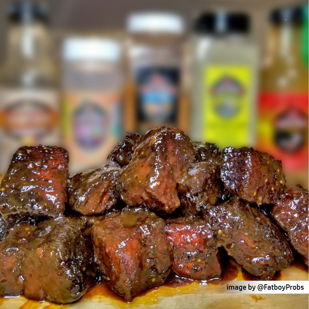 beef tips seasoned with 2 gringos chop haus blend