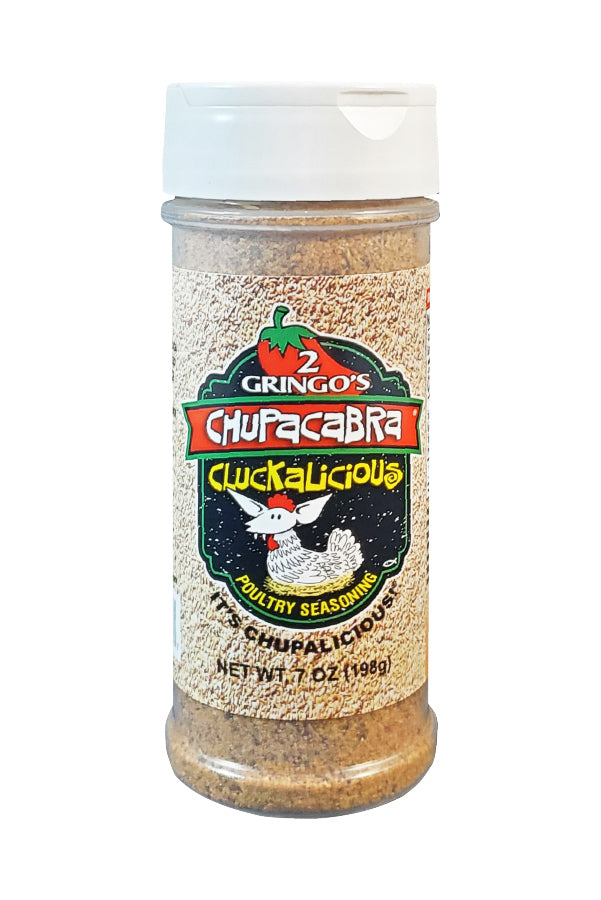 7 oz bottle of 2 gringos cluckalicous seasoning