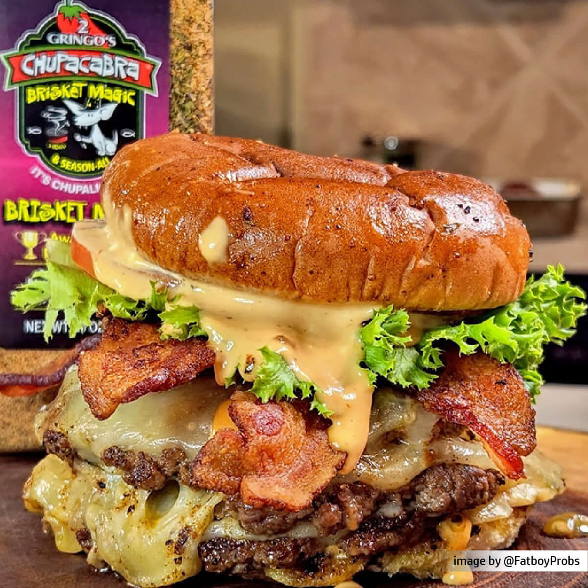 25 oz brisket magic with a bacon cheeseburger