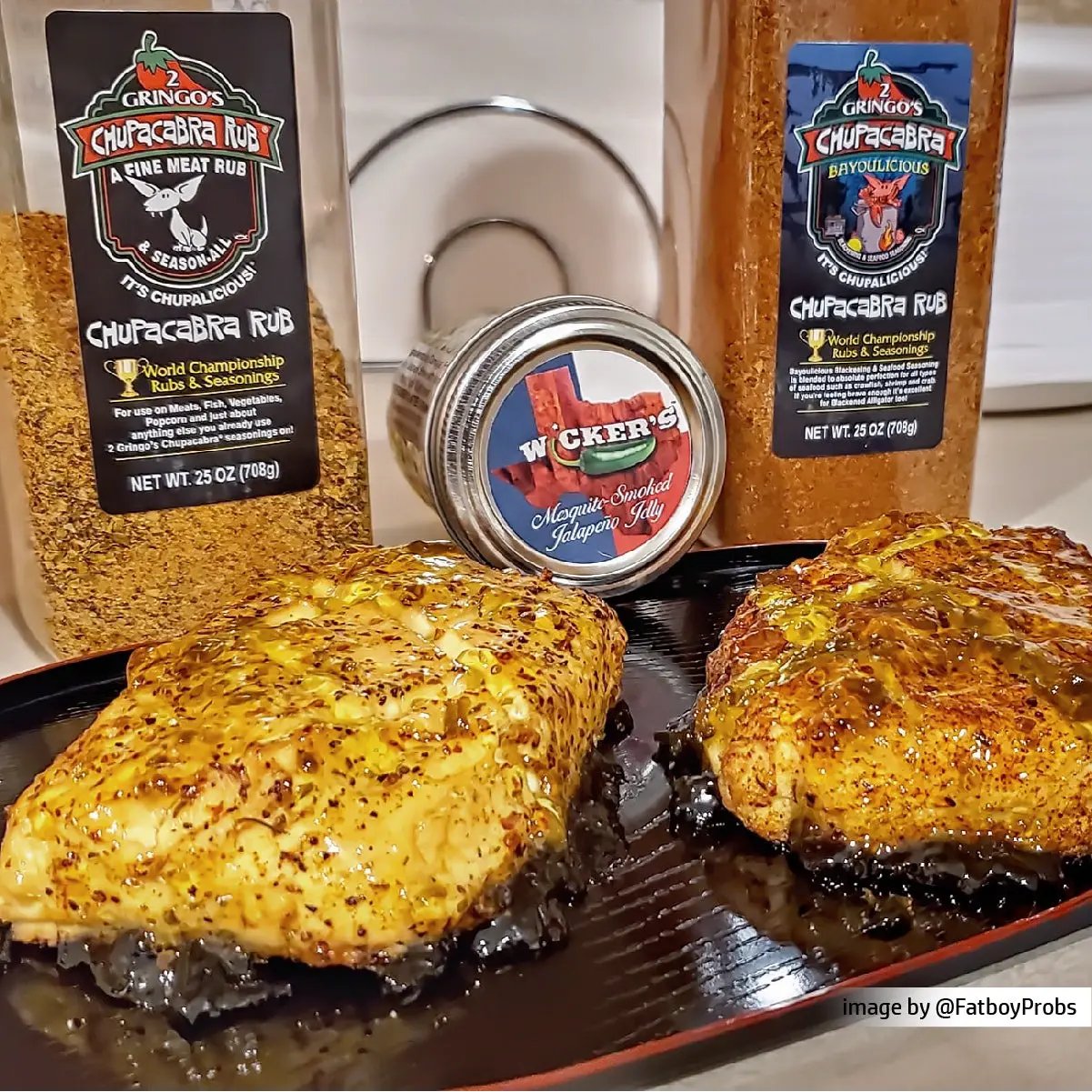 fish seasoned with Original Chupacabra rub and Bayoulicous