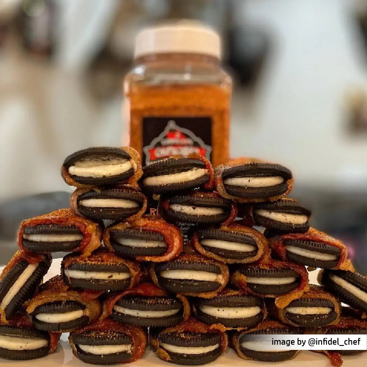 ribnoxious seasoned bacon wrapped oreos