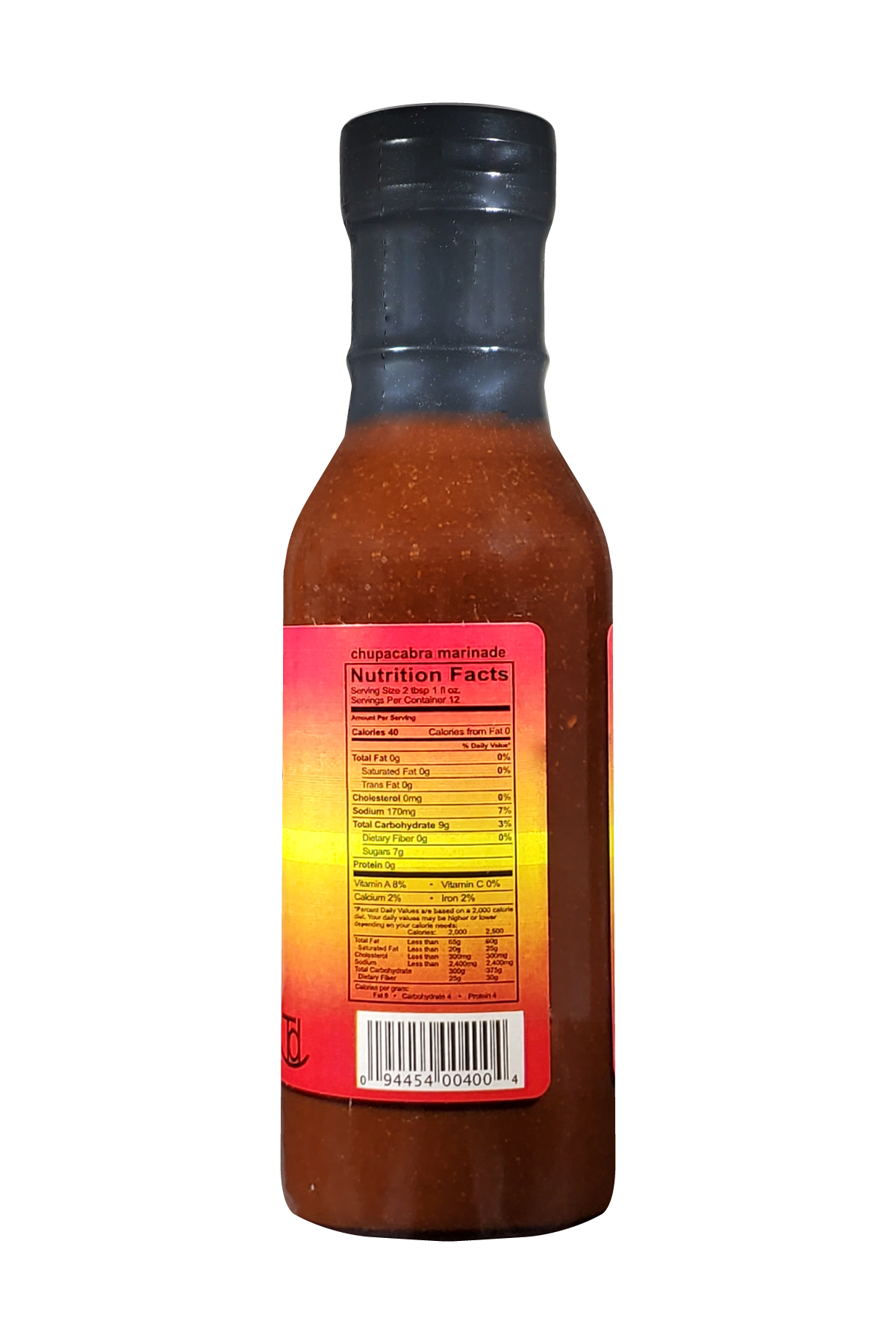nutrition facts on bottle of 12 oz marigate