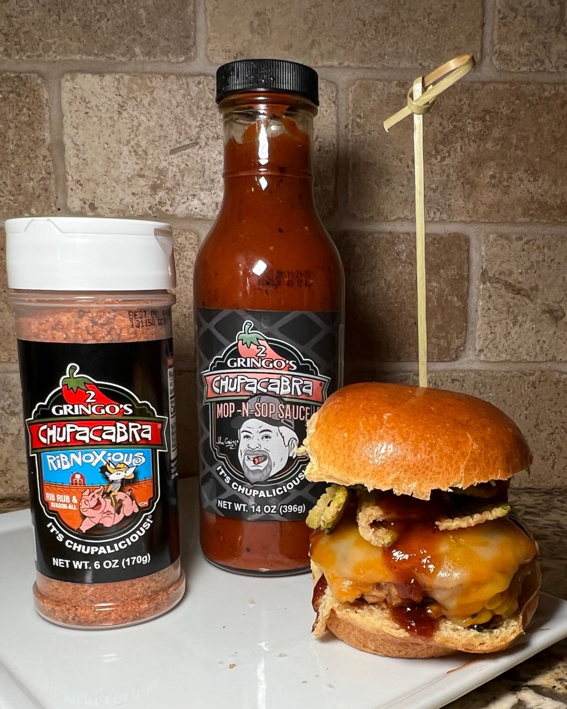 mop-n-sop and ribnoxious with a cheeseburger slider