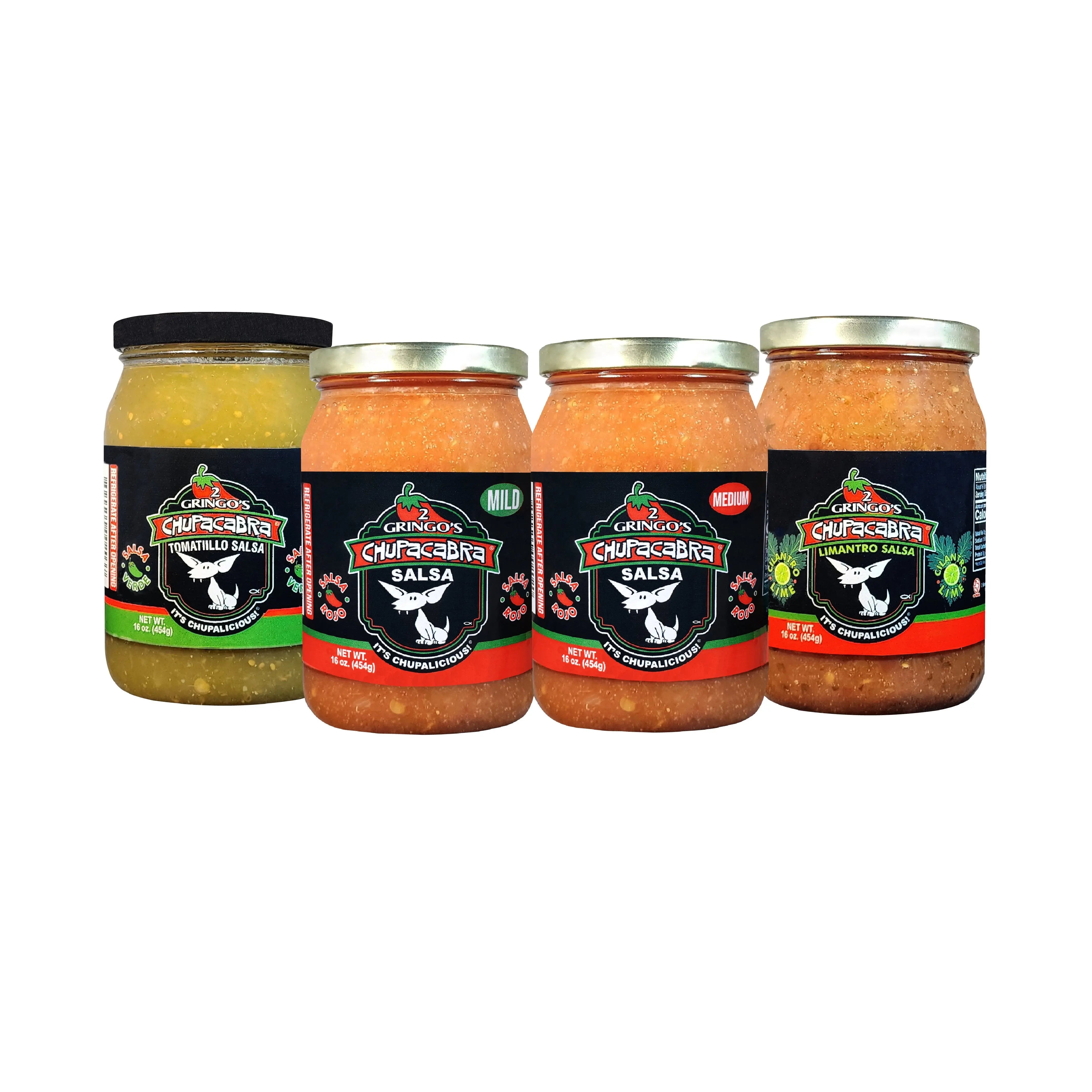 Tomatillo, Mild, Medium and Limantro Salsa