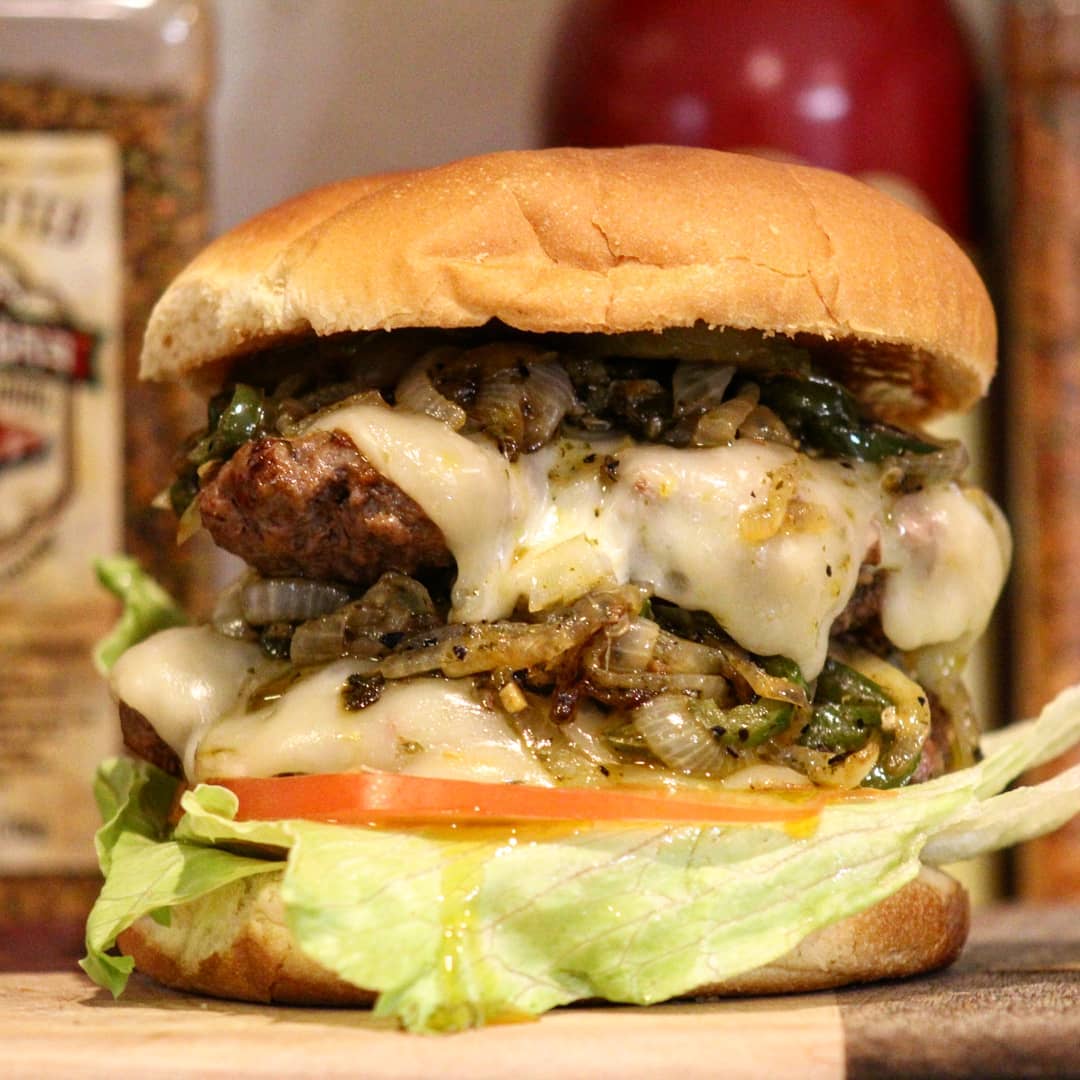 burger seasoned with 2 Gringos Steak seasoning