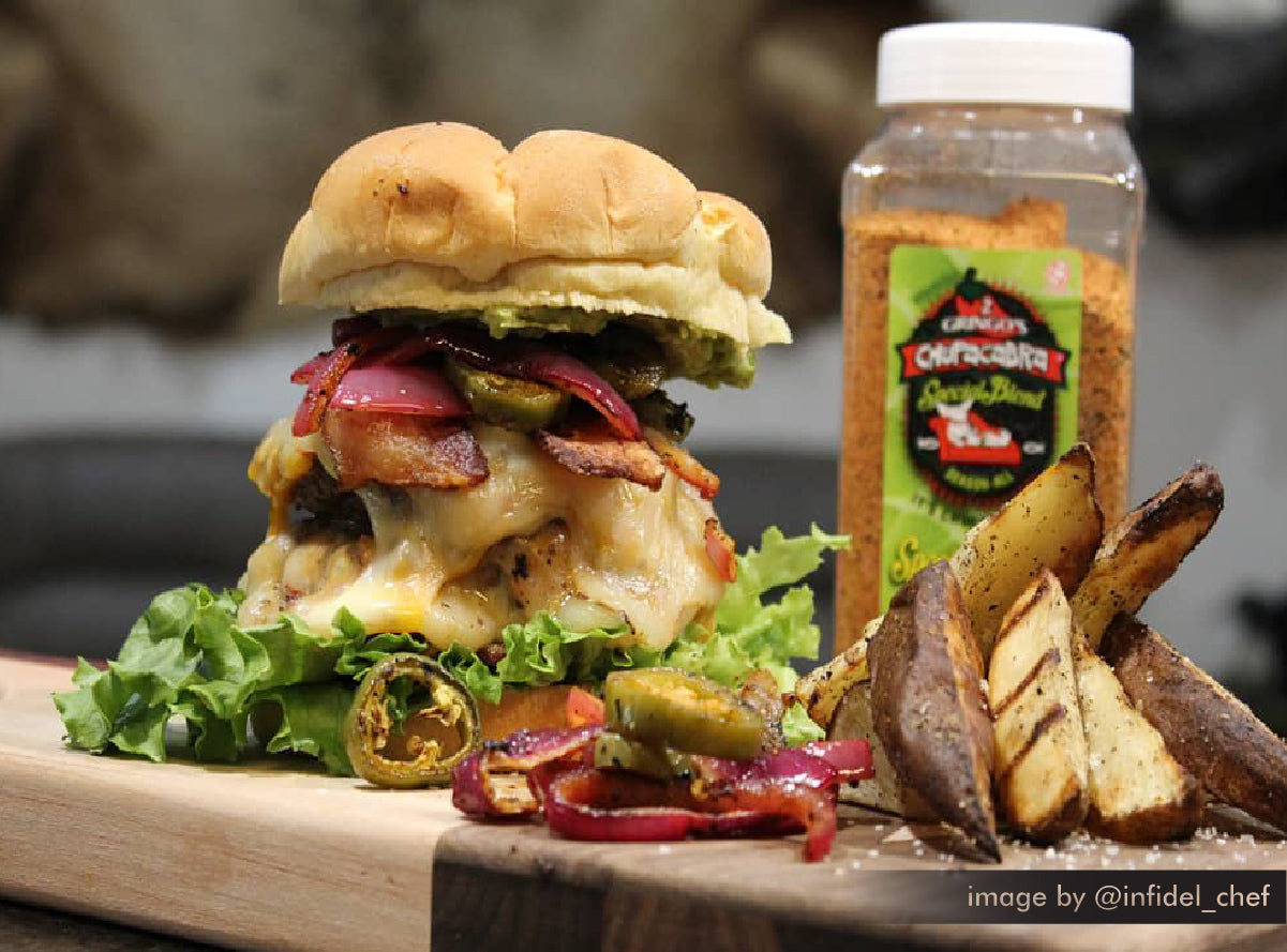 Burger and fries with Special Blend seasoning
