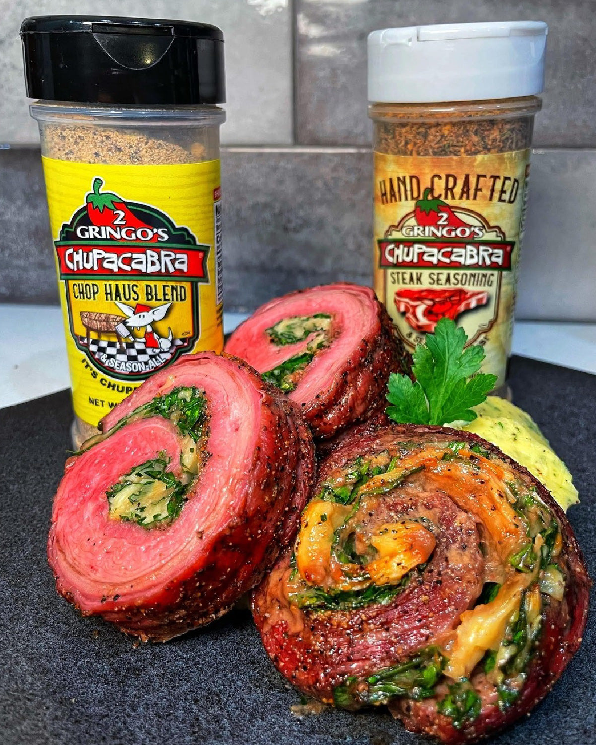 steak pinwheels with chop haus blend and steak seasoning